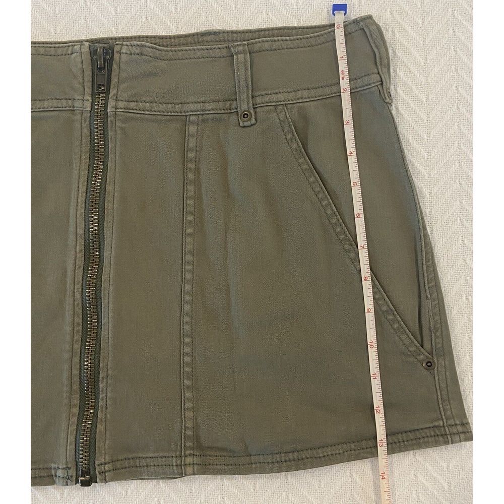 FREE PEOPLE Sz 12 Too Cool Military Skirt Army Green Full Zip Stretch EUC - Picture 5 of 10